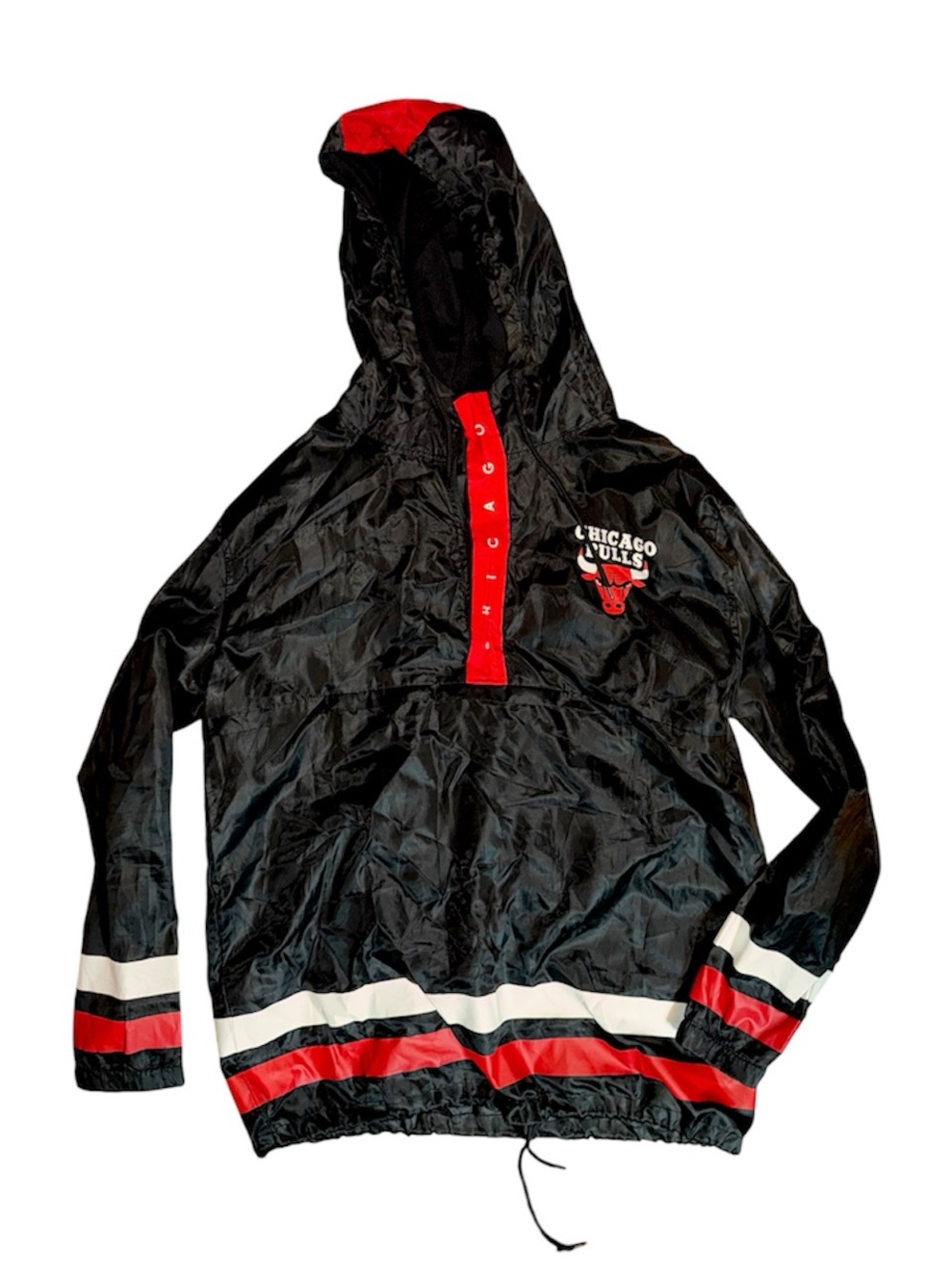 NBA Chicago Bulls Black Red & White Windbreaker Hoodie